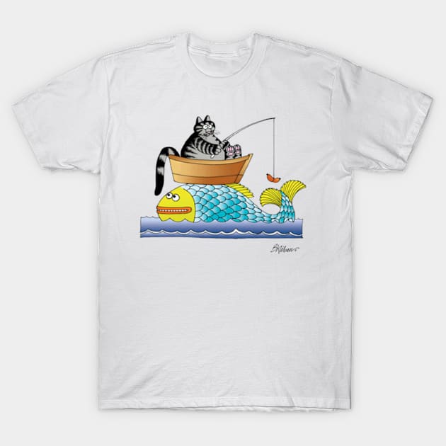 B kliban cat - cat goes fishing (3) T-Shirt by audrinadelvin